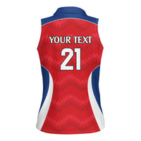 Czech Republic Rugby Custom Women Sleeveless Polo Shirt Silver Double-tailed Lion Sporty Pattern - Wonder Print Shop