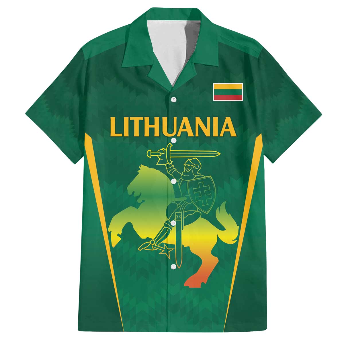 Lithuania Rugby Custom Family Matching Off The Shoulder Long Sleeve Dress and Hawaiian Shirt Lietuvos Nacionaline Regbio Sąjungos Komanda - Wonder Print Shop