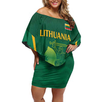 Lithuania Rugby Custom Family Matching Off Shoulder Short Dress and Hawaiian Shirt Lietuvos Nacionaline Regbio Sąjungos Komanda LT9 - Wonder Print Shop