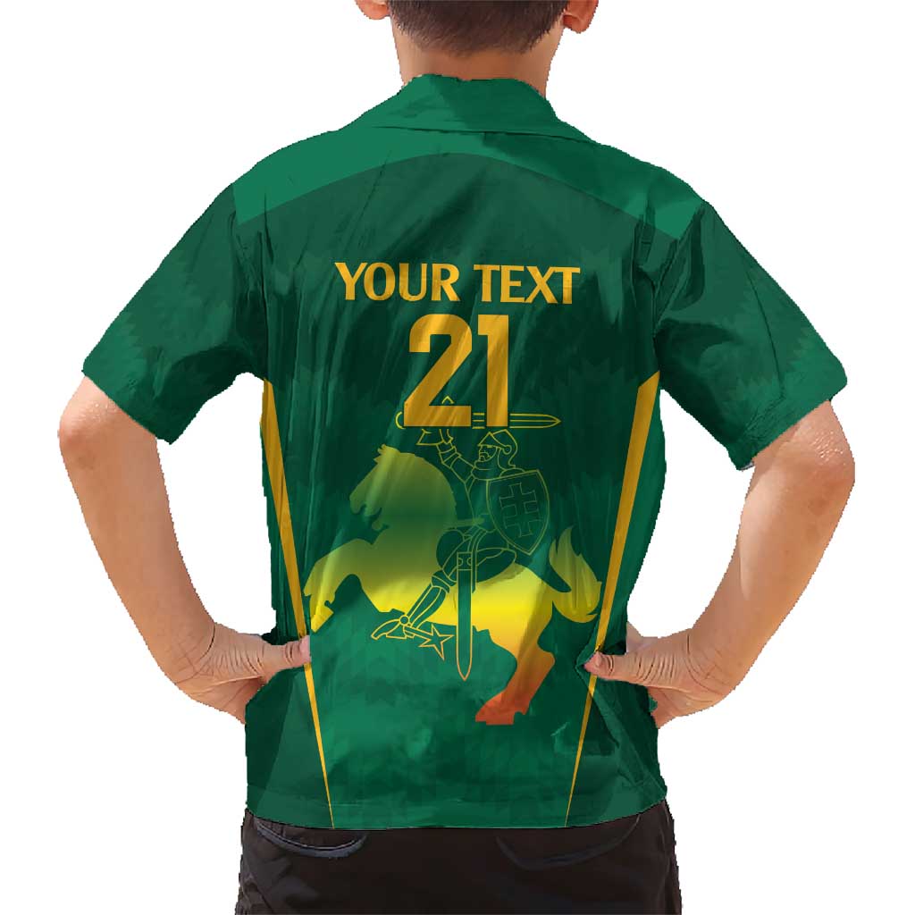Lithuania Rugby Custom Family Matching Short Sleeve Bodycon Dress and Hawaiian Shirt Lietuvos Nacionaline Regbio Sąjungos Komanda - Wonder Print Shop