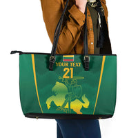 Lithuania Rugby Custom Leather Tote Bag Lietuvos Nacionaline Regbio Sąjungos Komanda - Wonder Print Shop