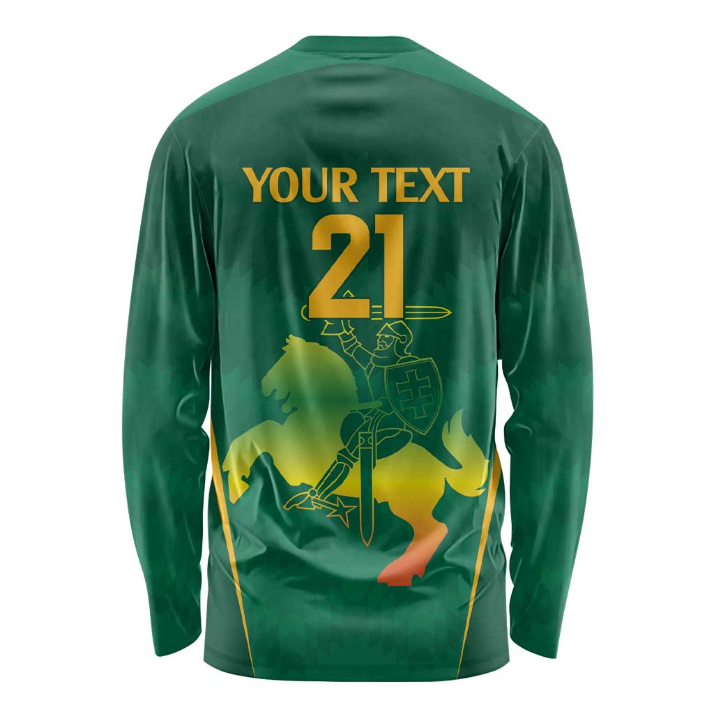 Lithuania Rugby Custom Long Sleeve Shirt Lietuvos Nacionaline Regbio Sąjungos Komanda - Wonder Print Shop