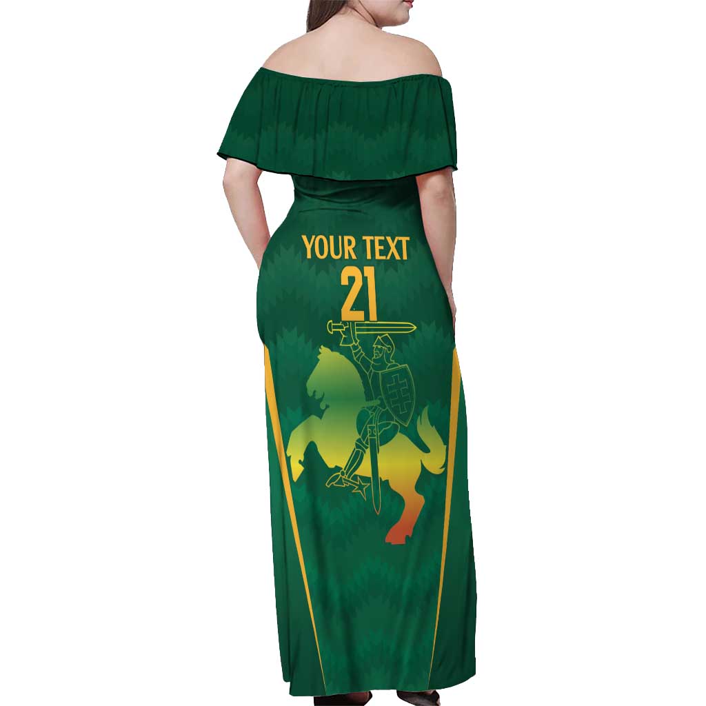 Lithuania Rugby Custom Off Shoulder Maxi Dress Lietuvos Nacionaline Regbio Sąjungos Komanda - Wonder Print Shop