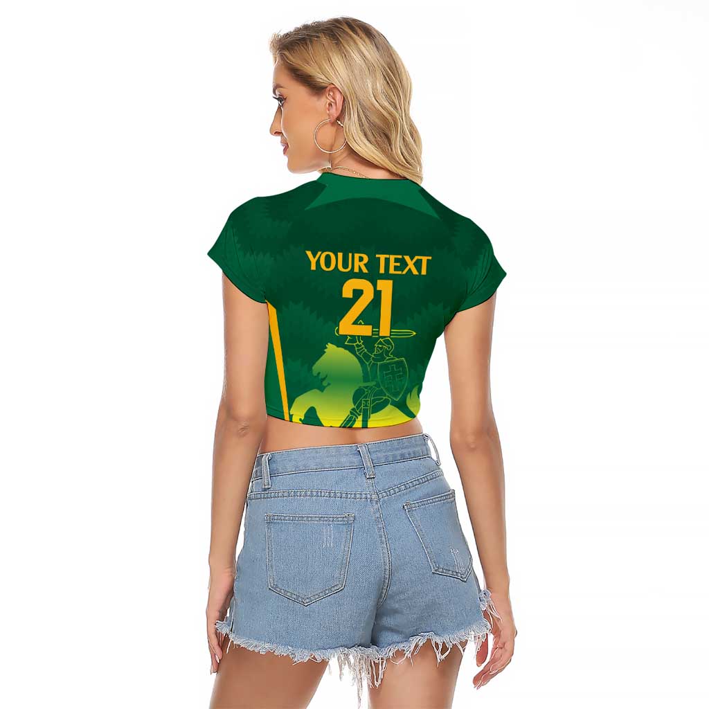 Lithuania Rugby Custom Raglan Cropped T Shirt Lietuvos Nacionaline Regbio Sąjungos Komanda - Wonder Print Shop