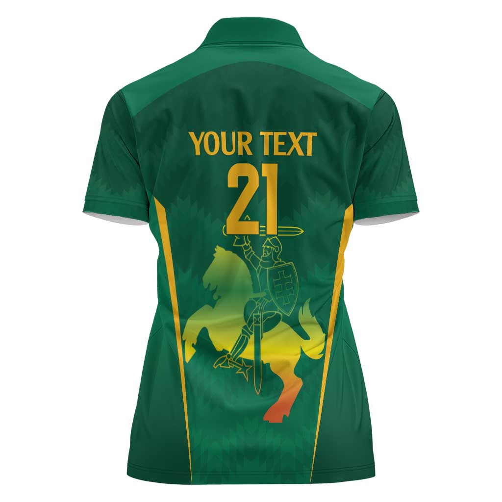Lithuania Rugby Custom Women Polo Shirt Lietuvos Nacionaline Regbio Sąjungos Komanda - Wonder Print Shop