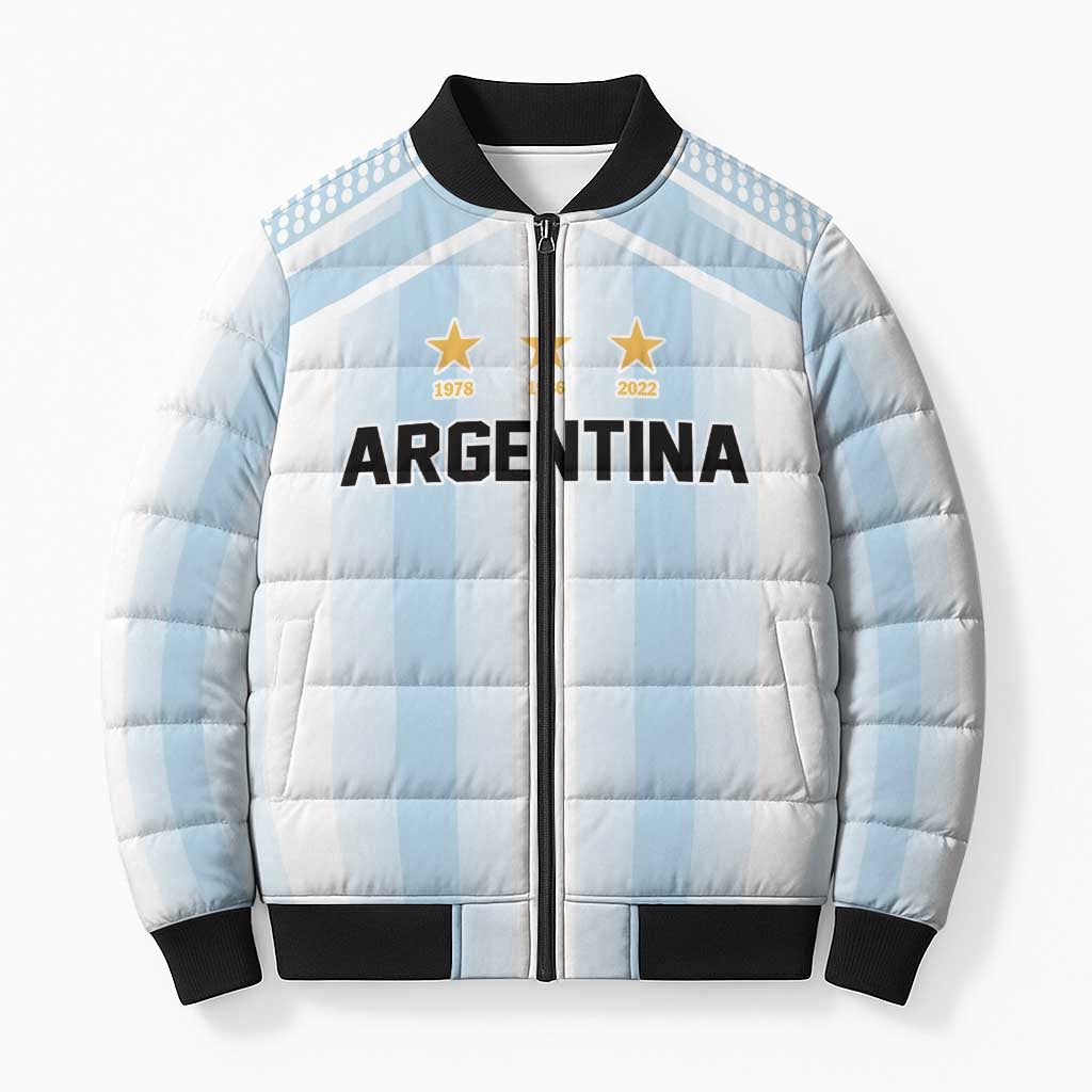 Vamos Argentina WC26 Custom Bomber Puffer Jacket Vamos Argentina History Champions Blue - Wonder Print Shop