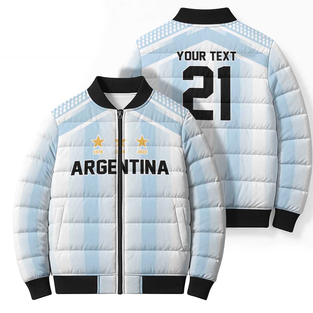 Vamos Argentina WC26 Custom Bomber Puffer Jacket Vamos Argentina History Champions Blue - Wonder Print Shop
