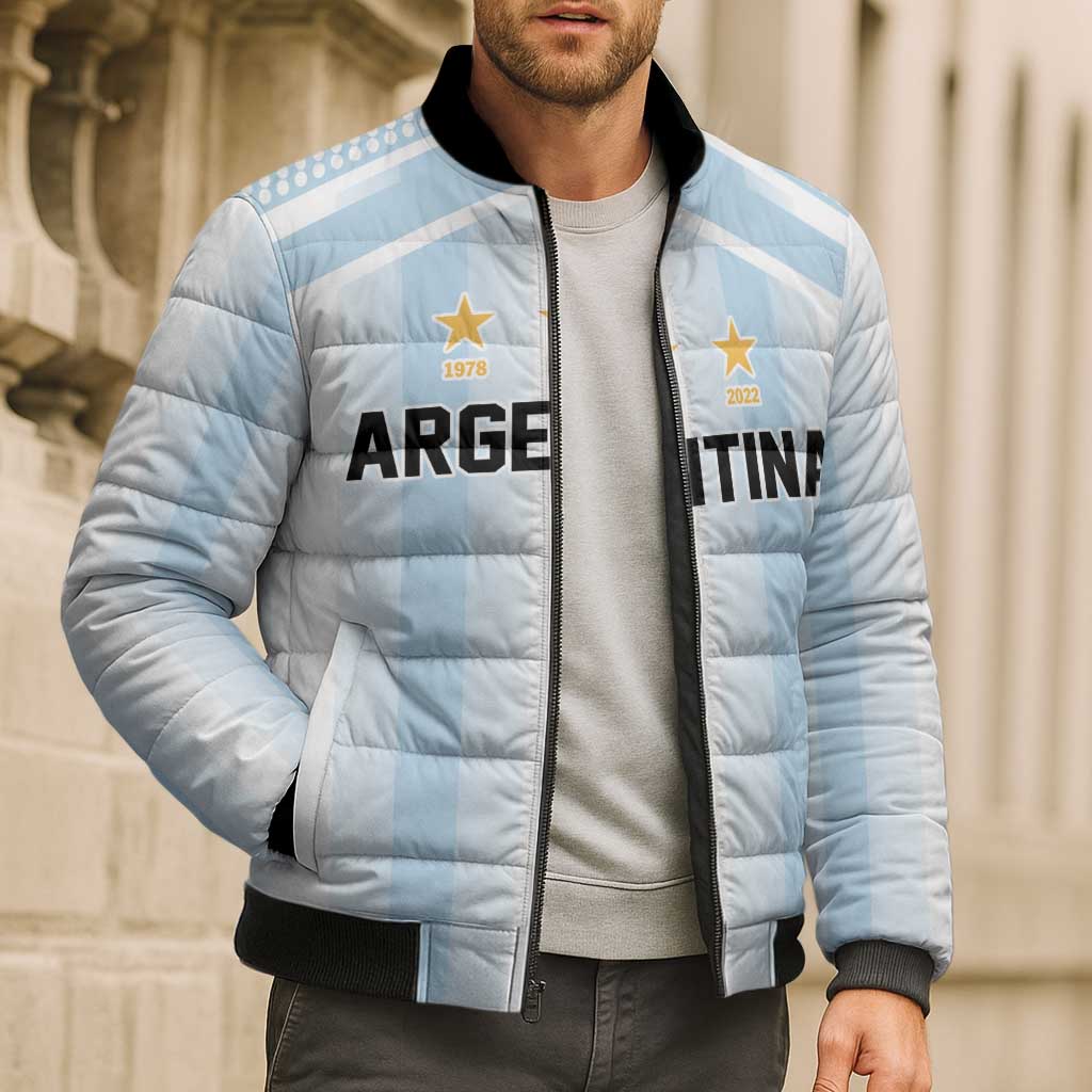Vamos Argentina WC26 Custom Bomber Puffer Jacket Vamos Argentina History Champions Blue - Wonder Print Shop