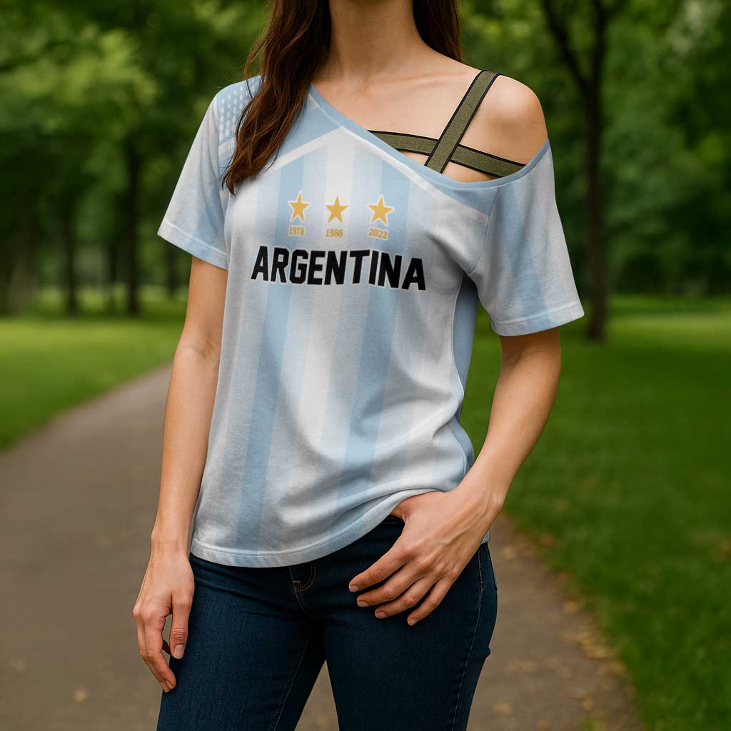 Vamos Argentina WC26 Custom Cross Shoulder Shirt Vamos Argentina History Champions Blue - Wonder Print Shop