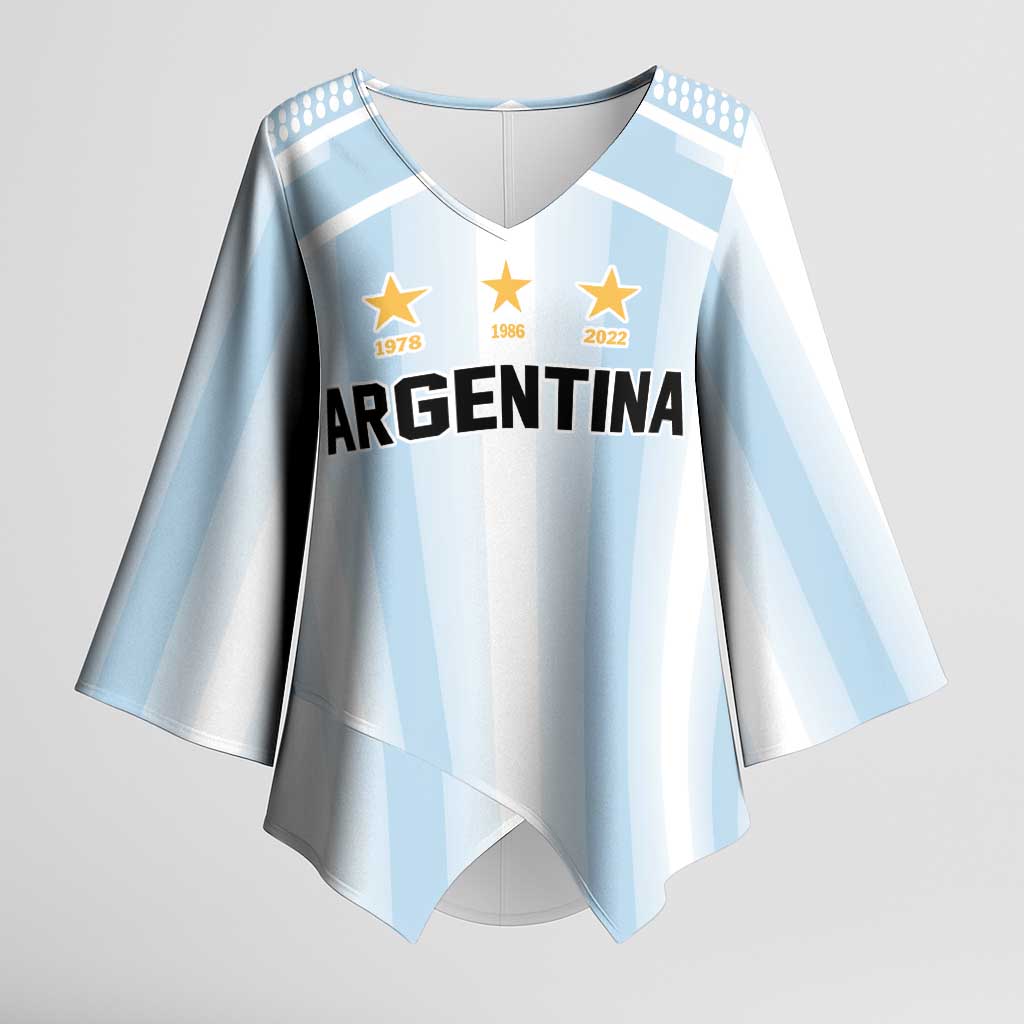 Vamos Argentina WC26 Custom Kimono Sleeve Blouse Vamos Argentina History Champions Blue - Wonder Print Shop
