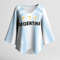 Vamos Argentina WC26 Custom Kimono Sleeve Blouse Vamos Argentina History Champions Blue - Wonder Print Shop