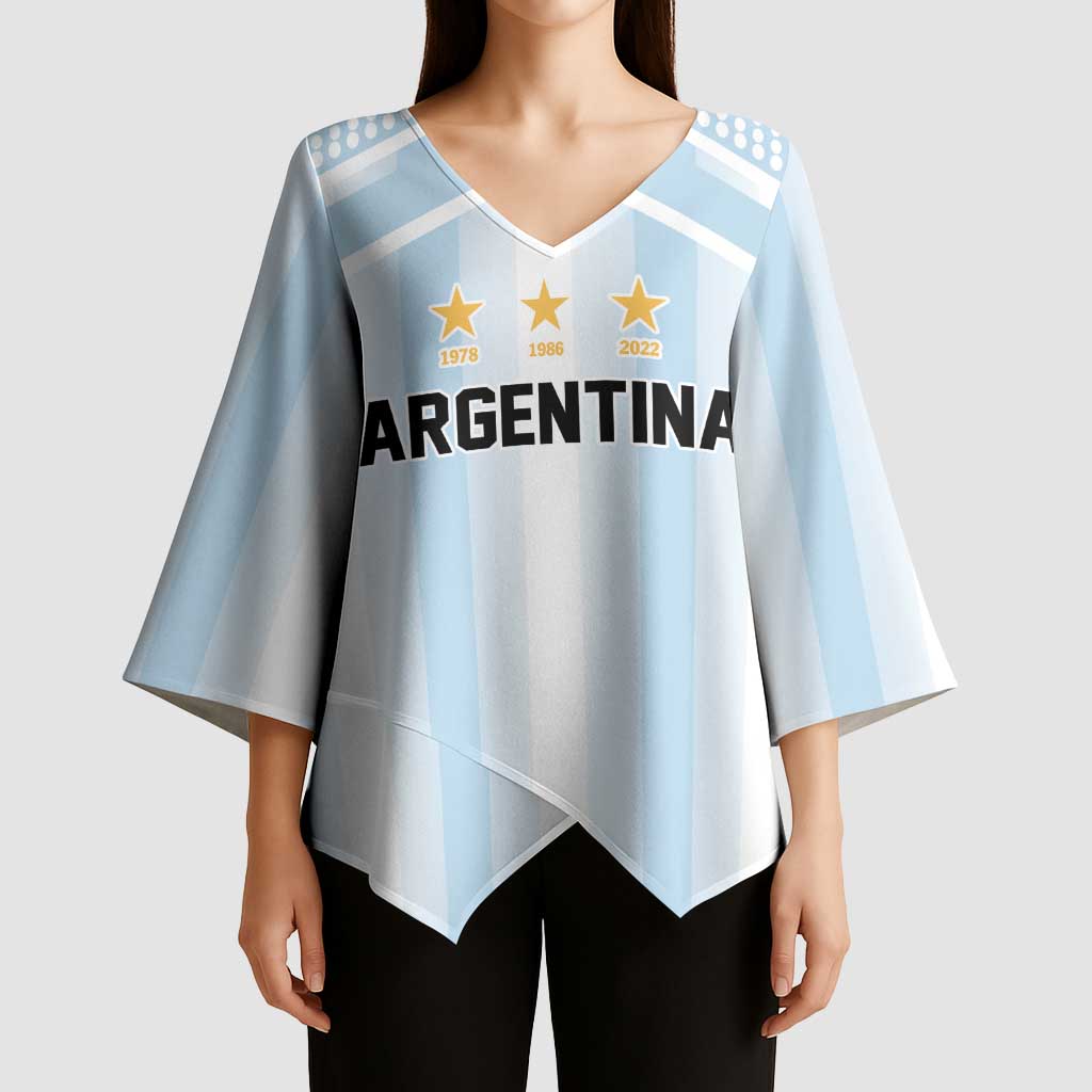 Vamos Argentina WC26 Custom Kimono Sleeve Blouse Vamos Argentina History Champions Blue - Wonder Print Shop