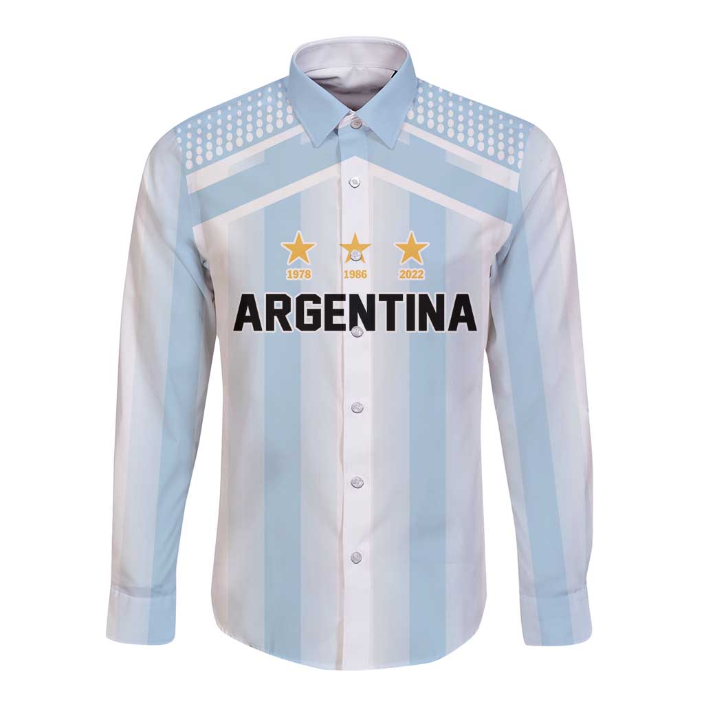 Vamos Argentina WC26 Custom Long Sleeve Button Shirt Vamos Argentina History Champions Blue - Wonder Print Shop