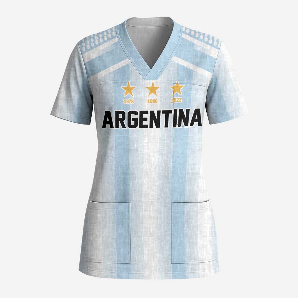 Vamos Argentina WC26 Custom Scrub Top Vamos Argentina History Champions Blue - Wonder Print Shop