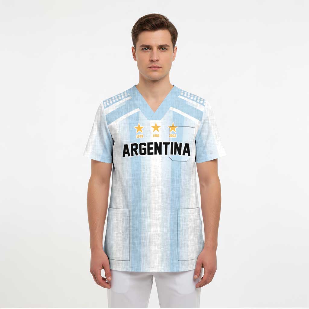 Vamos Argentina WC26 Custom Scrub Top Vamos Argentina History Champions Blue - Wonder Print Shop