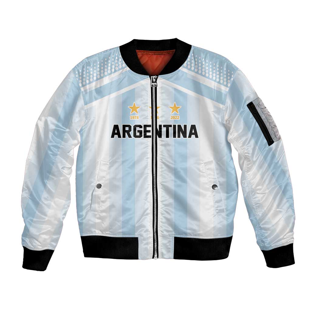 Vamos Argentina WC26 Custom Sleeve Zip Bomber Jacket Vamos Argentina History Champions Blue - Wonder Print Shop
