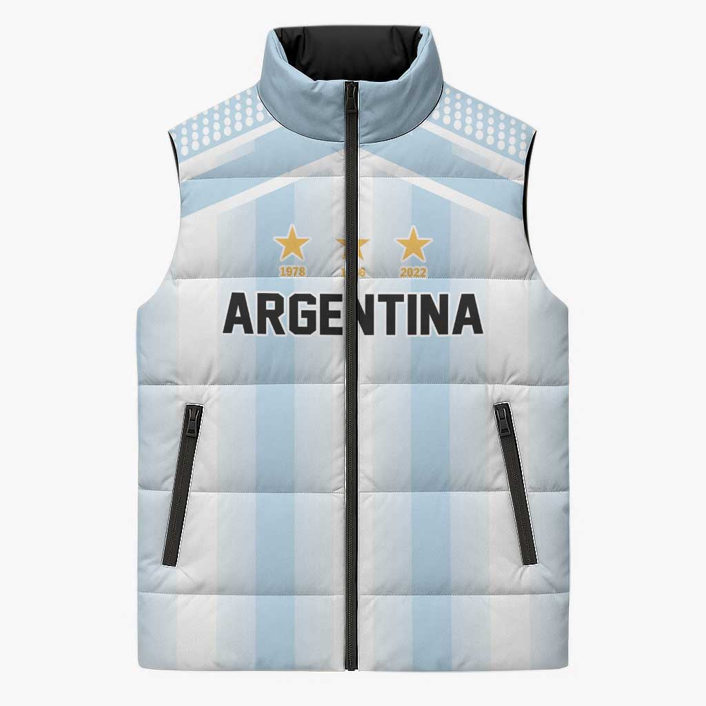 Vamos Argentina WC26 Custom Sleeveless Puffer Jacket Vamos Argentina History Champions Blue - Wonder Print Shop