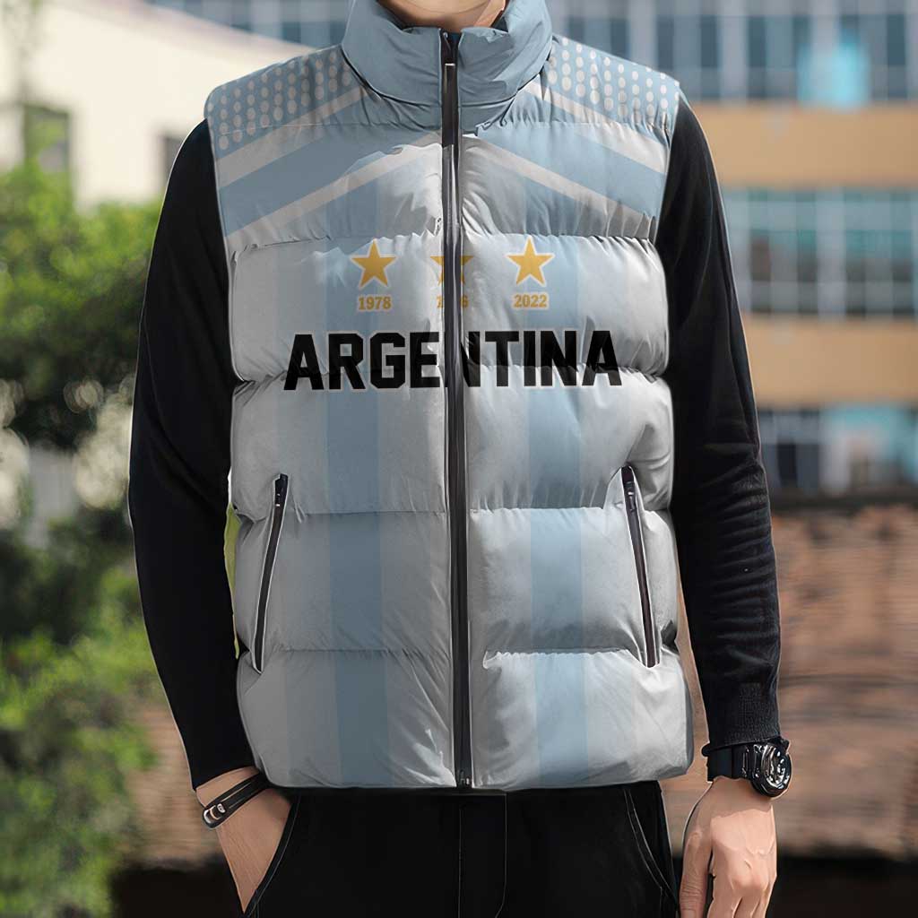 Vamos Argentina WC26 Custom Sleeveless Puffer Jacket Vamos Argentina History Champions Blue - Wonder Print Shop