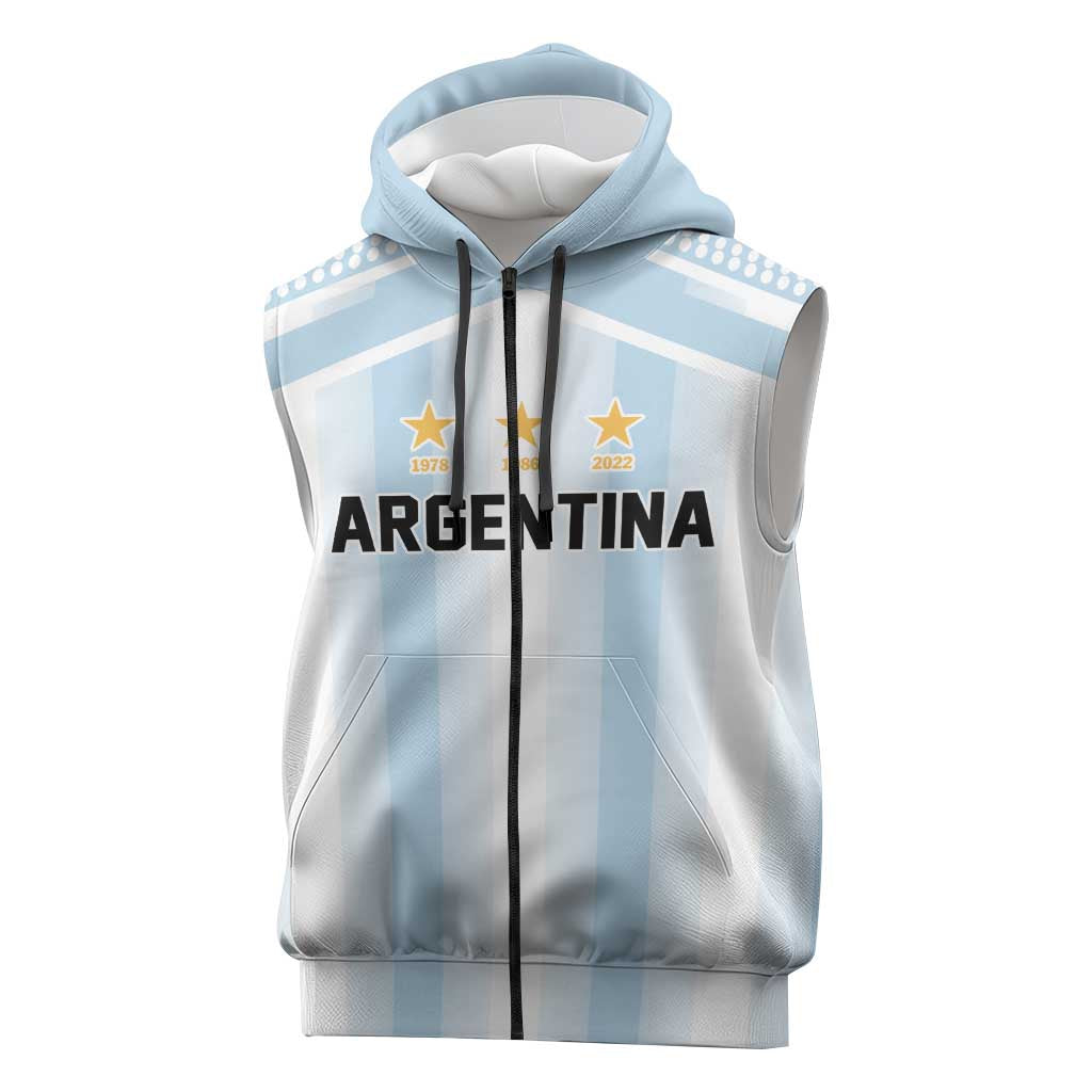 Vamos Argentina WC26 Custom Sleeveless Zip Hoodie Vamos Argentina History Champions Blue - Wonder Print Shop