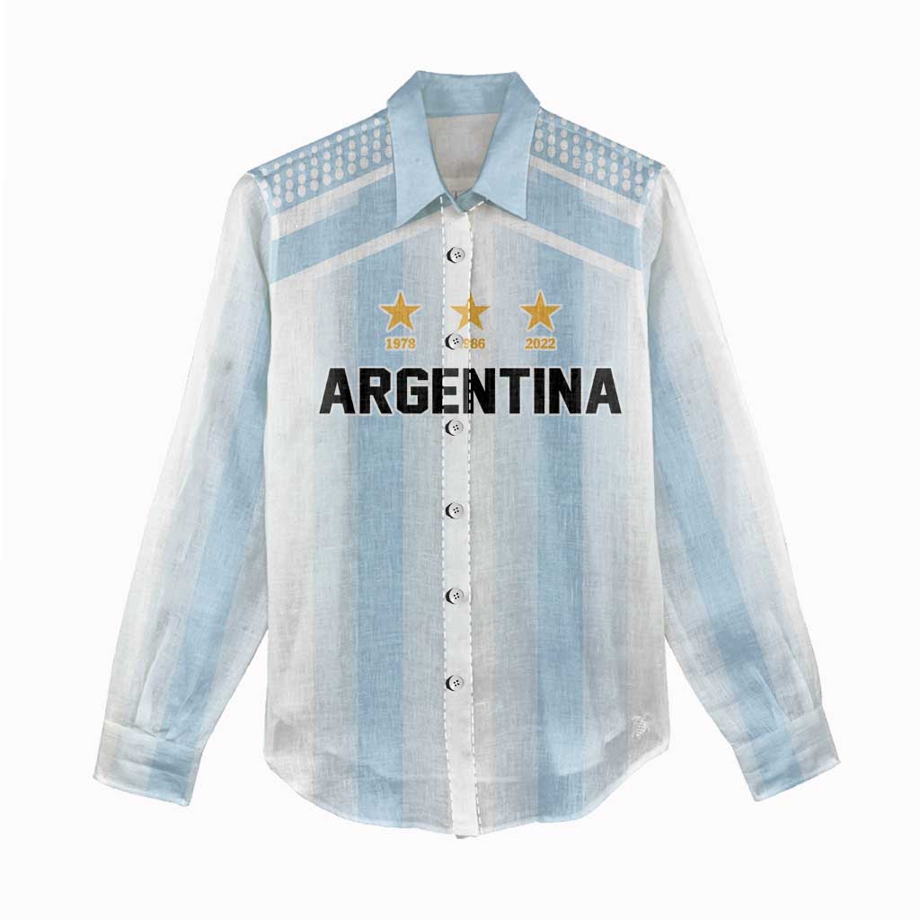 Vamos Argentina WC26 Custom Women Casual Shirt Vamos Argentina History Champions Blue - Wonder Print Shop