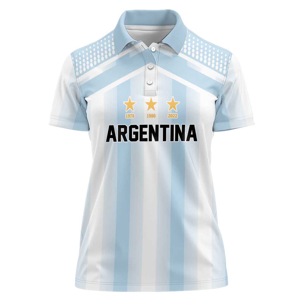 Vamos Argentina WC26 Custom Women Polo Shirt Vamos Argentina History Champions Blue - Wonder Print Shop