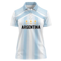Vamos Argentina WC26 Custom Women Polo Shirt Vamos Argentina History Champions Blue - Wonder Print Shop