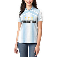 Vamos Argentina WC26 Custom Women Polo Shirt Vamos Argentina History Champions Blue - Wonder Print Shop