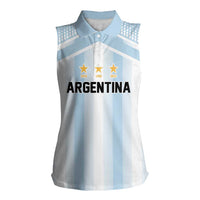 Vamos Argentina WC26 Custom Women Sleeveless Polo Shirt Vamos Argentina History Champions Blue - Wonder Print Shop