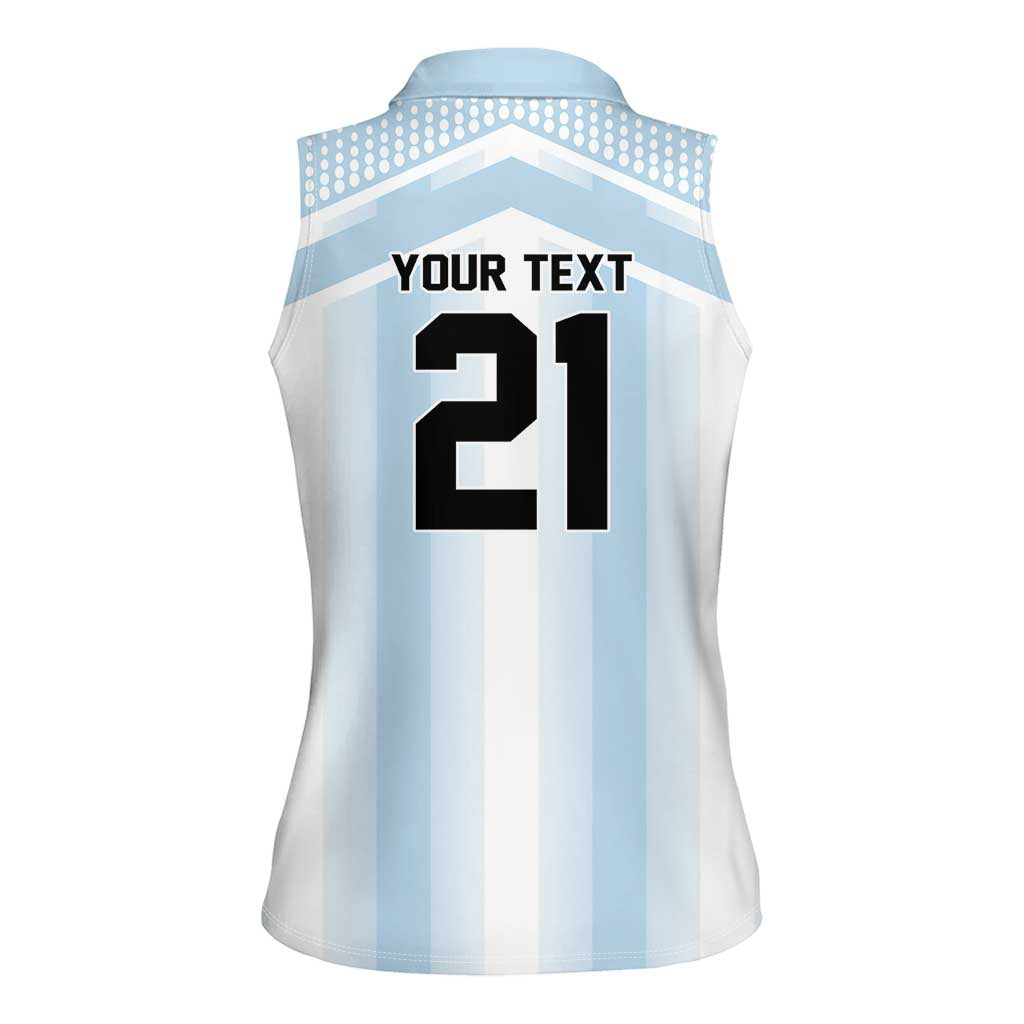 Vamos Argentina WC26 Custom Women Sleeveless Polo Shirt Vamos Argentina History Champions Blue - Wonder Print Shop