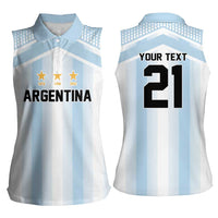 Vamos Argentina WC26 Custom Women Sleeveless Polo Shirt Vamos Argentina History Champions Blue - Wonder Print Shop