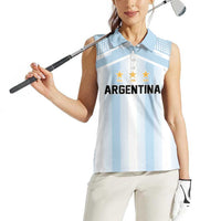 Vamos Argentina WC26 Custom Women Sleeveless Polo Shirt Vamos Argentina History Champions Blue - Wonder Print Shop