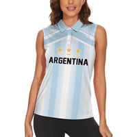 Vamos Argentina WC26 Custom Women Sleeveless Polo Shirt Vamos Argentina History Champions Blue - Wonder Print Shop
