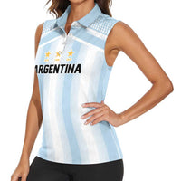 Vamos Argentina WC26 Custom Women Sleeveless Polo Shirt Vamos Argentina History Champions Blue - Wonder Print Shop