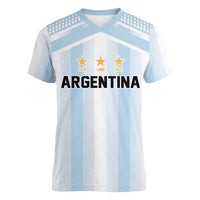 Vamos Argentina WC26 Custom Women V-Neck T-Shirt Vamos Argentina History Champions Blue - Wonder Print Shop