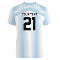 Vamos Argentina WC26 Custom Women V-Neck T-Shirt Vamos Argentina History Champions Blue - Wonder Print Shop