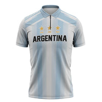 Vamos Argentina WC26 Custom Zipper Polo Shirt Vamos Argentina History Champions Blue - Wonder Print Shop