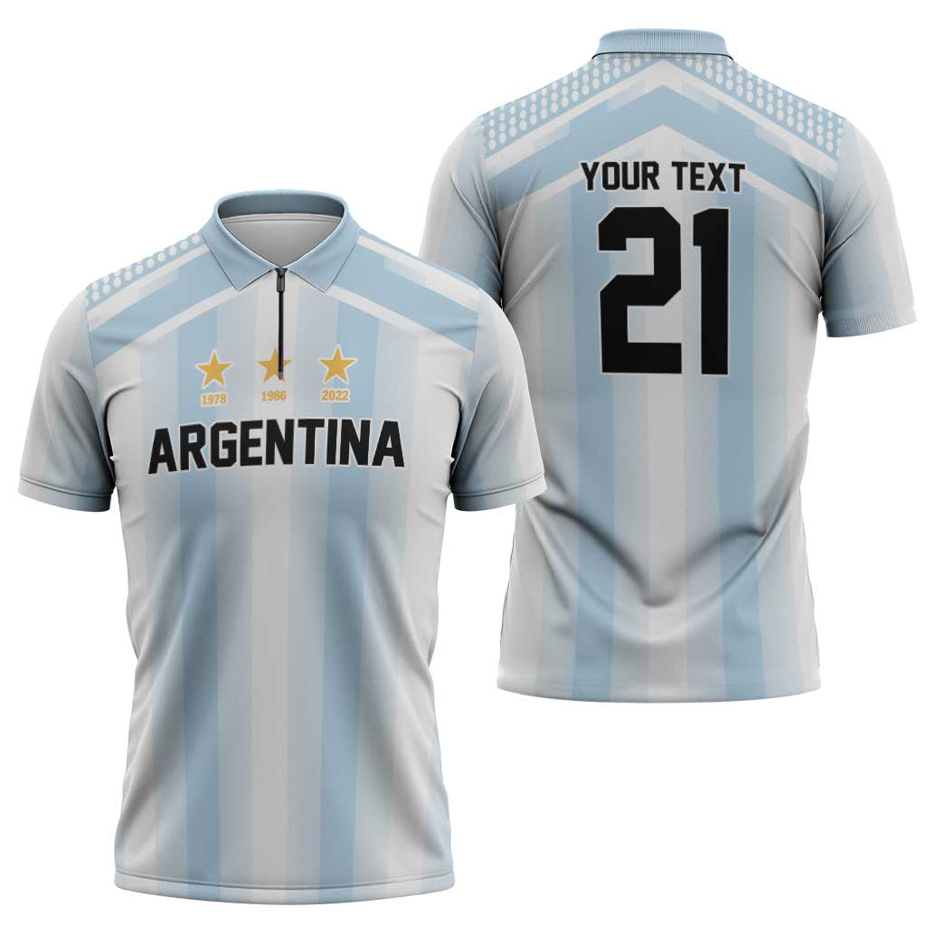 Vamos Argentina WC26 Custom Zipper Polo Shirt Vamos Argentina History Champions Blue - Wonder Print Shop