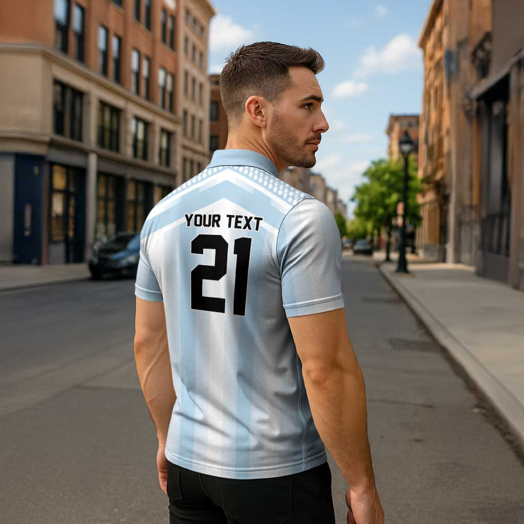 Vamos Argentina WC26 Custom Zipper Polo Shirt Vamos Argentina History Champions Blue - Wonder Print Shop