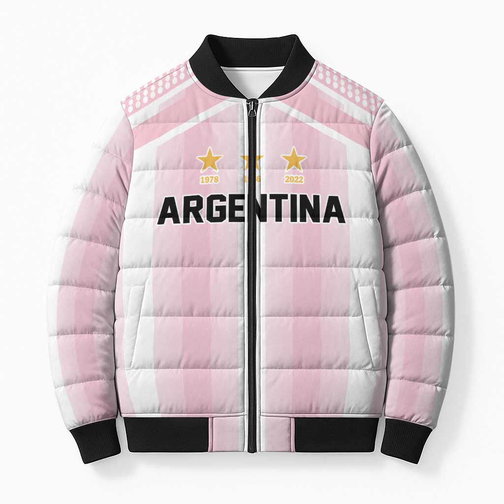 Vamos Argentina WC26 Custom Bomber Puffer Jacket Vamos Argentina History Champions Pink - Wonder Print Shop