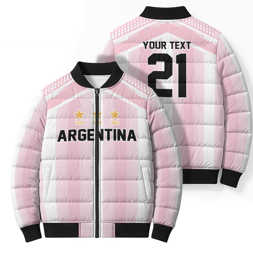 Vamos Argentina WC26 Custom Bomber Puffer Jacket Vamos Argentina History Champions Pink - Wonder Print Shop