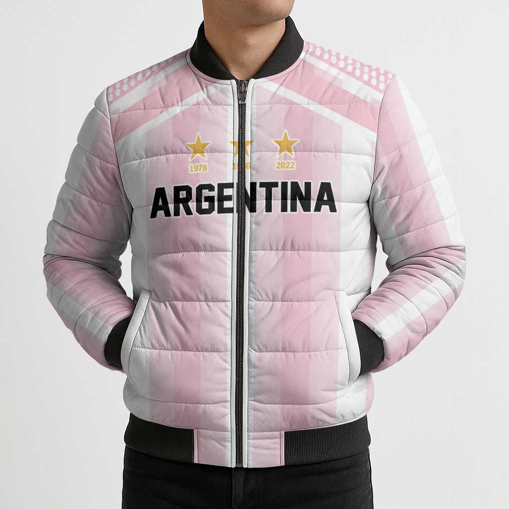 Vamos Argentina WC26 Custom Bomber Puffer Jacket Vamos Argentina History Champions Pink - Wonder Print Shop