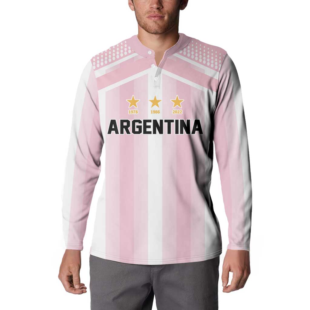 Vamos Argentina WC26 Custom Button Sweatshirt Vamos Argentina History Champions Pink - Wonder Print Shop