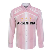 Vamos Argentina WC26 Custom Long Sleeve Button Shirt Vamos Argentina History Champions Pink - Wonder Print Shop