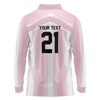 Vamos Argentina WC26 Custom Long Sleeve Polo Shirt Vamos Argentina History Champions Pink - Wonder Print Shop