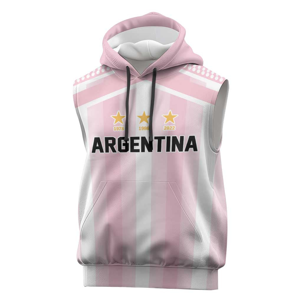 Vamos Argentina WC26 Custom Sleeveless Hoodie Vamos Argentina History Champions Pink - Wonder Print Shop