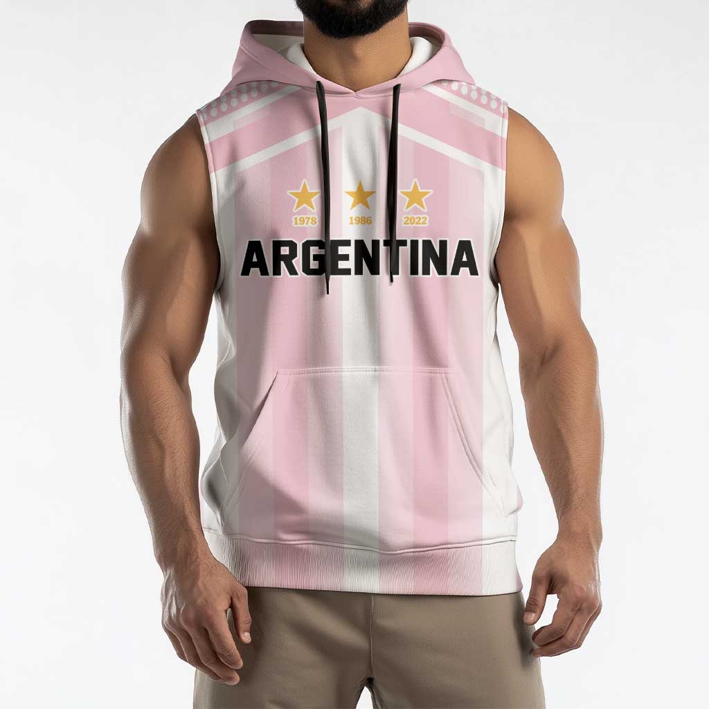 Vamos Argentina WC26 Custom Sleeveless Hoodie Vamos Argentina History Champions Pink - Wonder Print Shop