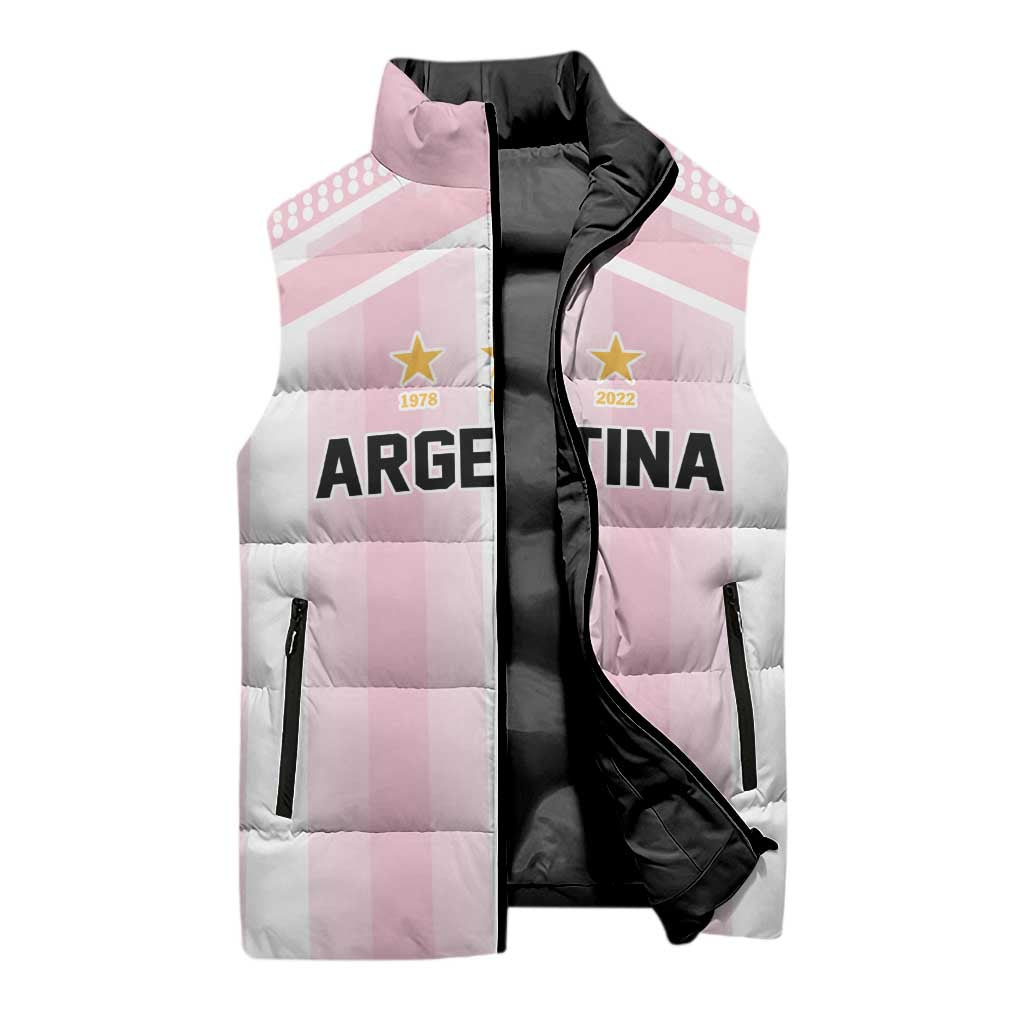 Vamos Argentina WC26 Custom Sleeveless Puffer Jacket Vamos Argentina History Champions Pink - Wonder Print Shop