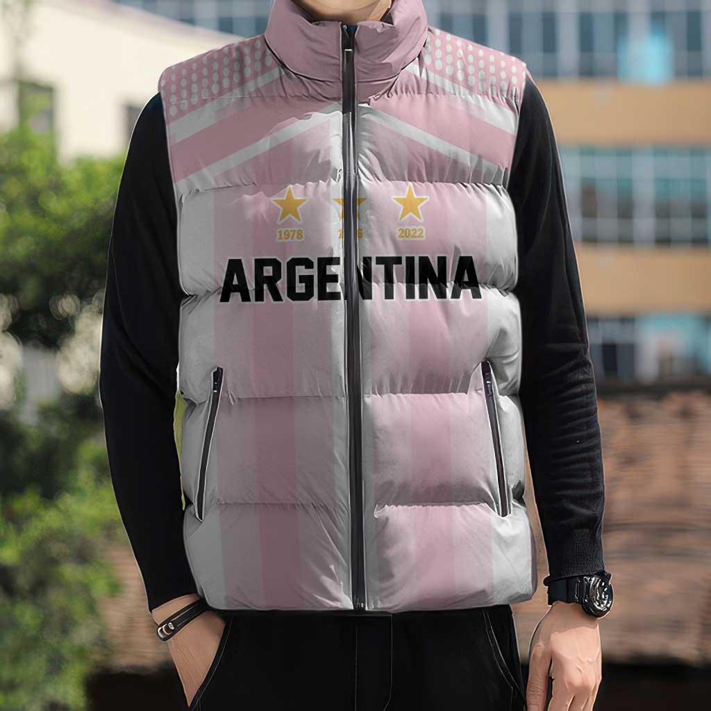 Vamos Argentina WC26 Custom Sleeveless Puffer Jacket Vamos Argentina History Champions Pink - Wonder Print Shop