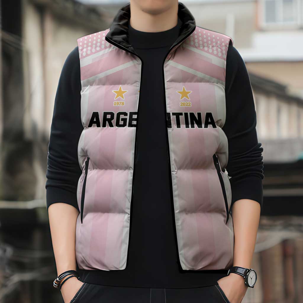 Vamos Argentina WC26 Custom Sleeveless Puffer Jacket Vamos Argentina History Champions Pink - Wonder Print Shop