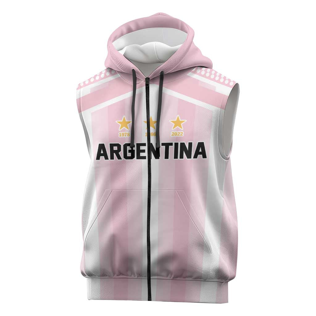 Vamos Argentina WC26 Custom Sleeveless Zip Hoodie Vamos Argentina History Champions Pink - Wonder Print Shop